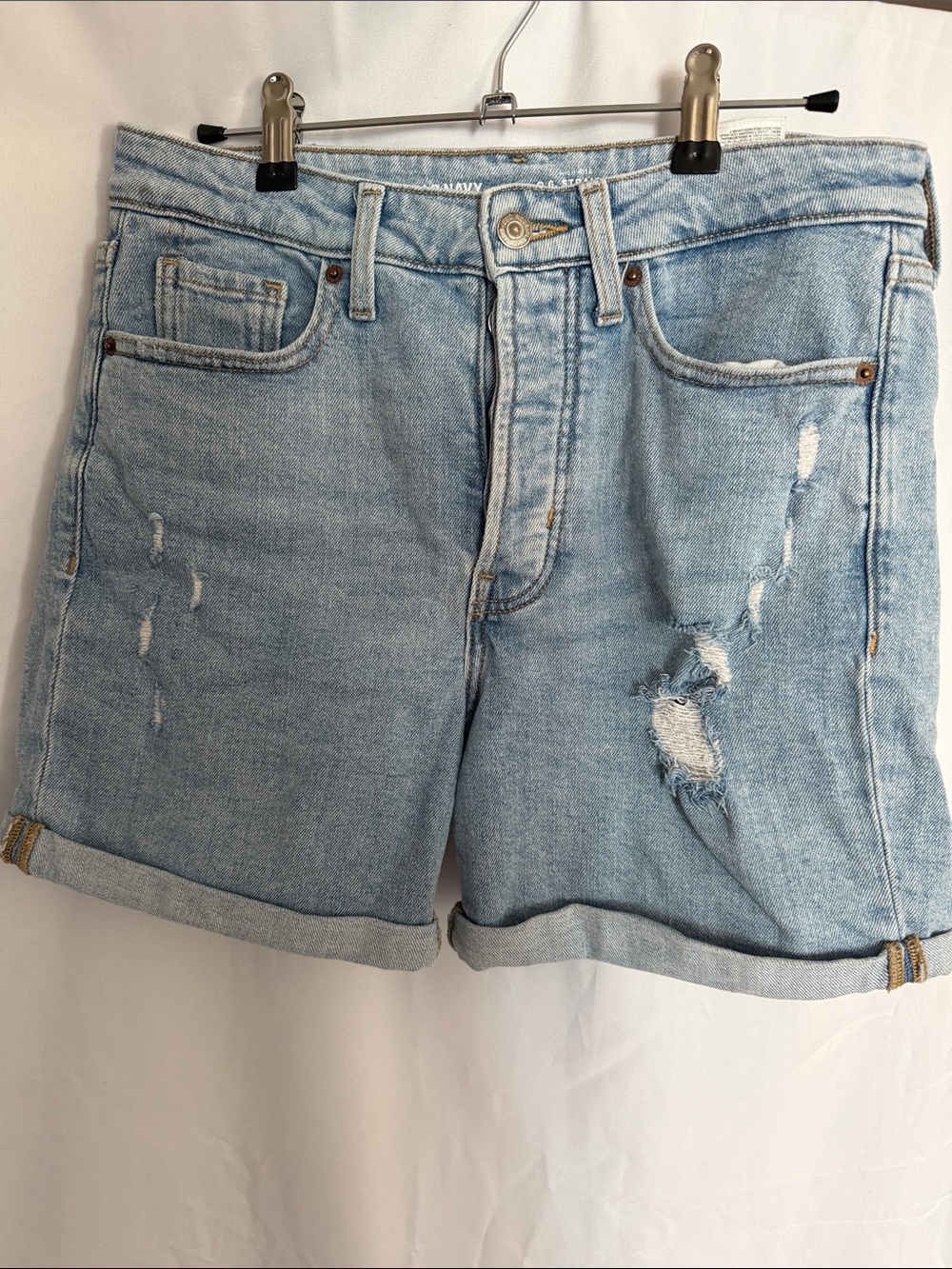Old Navy OG Straight Classic Light Wash Distressed Denim Shorts - Women